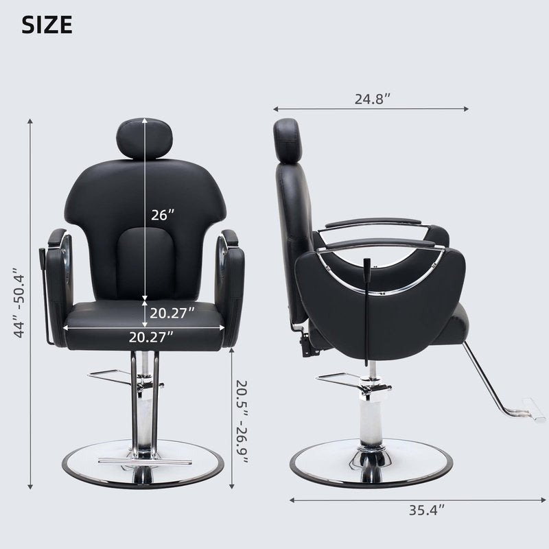 Zevemomo Barber Salon Chair for Hair Stylist, Reclining Backrest Adjustable Headrest & Seat Height, Heavy Duty Hydraulic Pump with 360° Swivel for Barbershop, Home 400LBS Capacity, Black