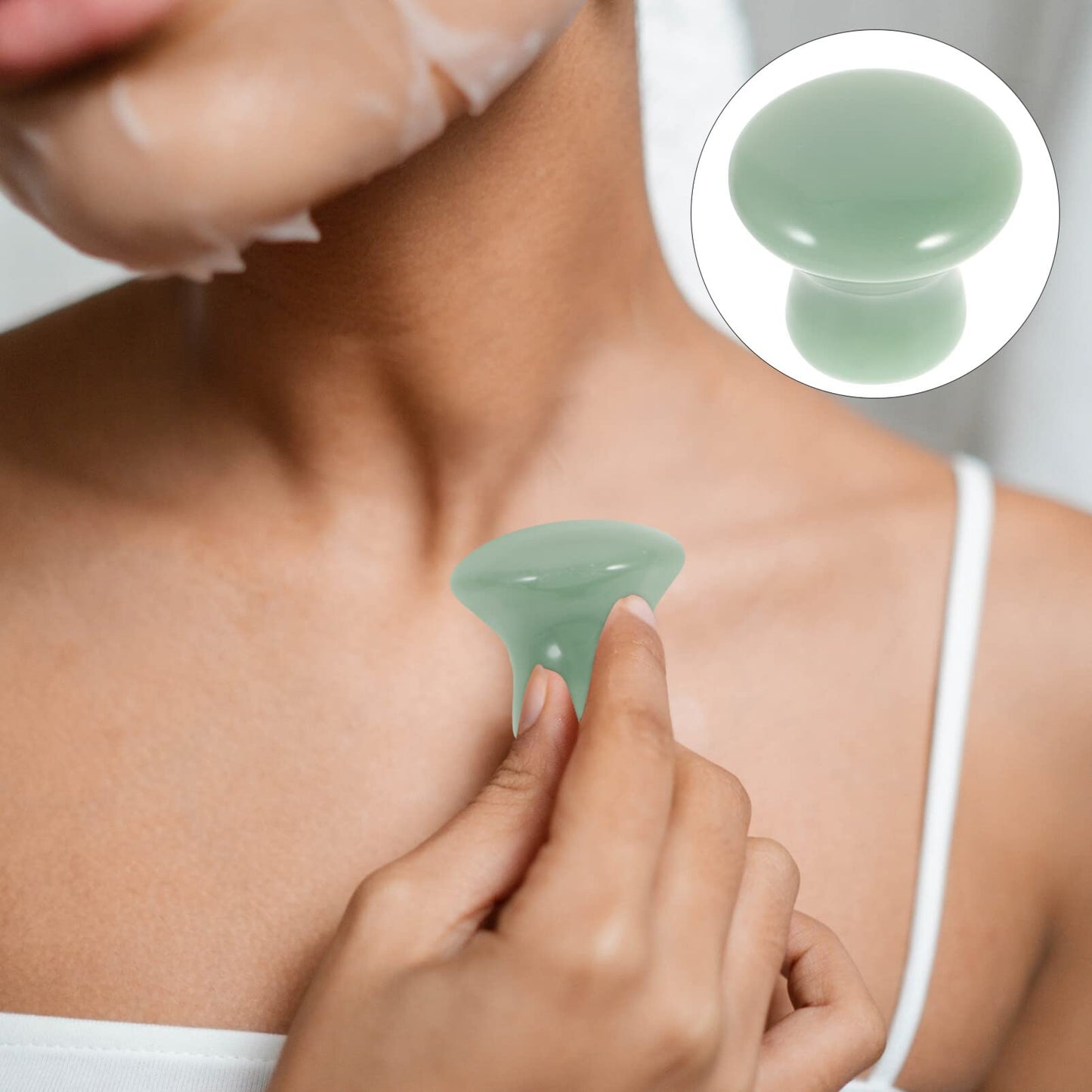 Uonlytech Gua Sha Tools Skin Care Set Tools Quartz Health Jade Jade Roller Stones Mushroom Remove Wrinkles for Home Spa, Green Skin Care Tools