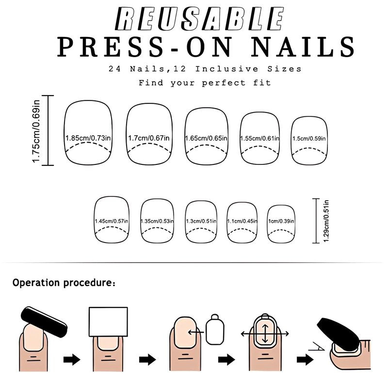 Short Square Press on Nails French Fake Nails Ombre Acrylic Nails Press on Full Cover Glossy False Nails Artificial Stick on Nail for Women Manicure Decoration 24PCS
