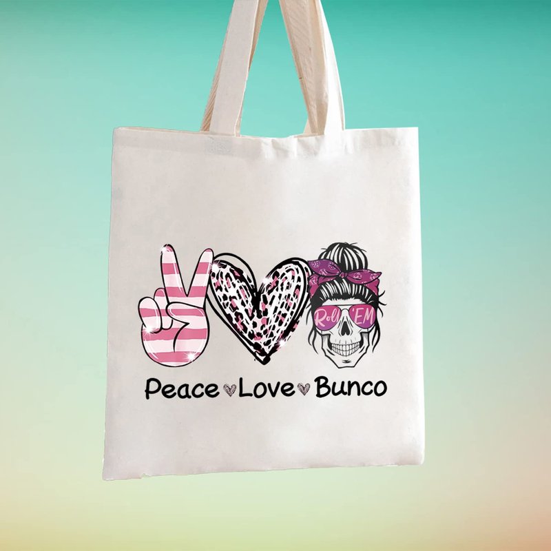 TSOTMO Bunco Dice Gamer Gift Peace Love Bunco Gambling Lover Zipper Pouch Makeup Bag (Peace Love Bunco tote)