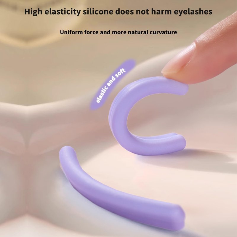 Eyelash Curler, Plastic Eyelash Curlers with Silicone Refill Pads Cute Eye Lash Curler Makeup Tool for Women Girls No Pinching, Purple Eyelash Curler