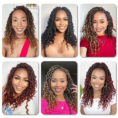 Karida Goddess Locs 12 Inch, Short Faux Locs 8 Packs, Crochet Hair With Curly Ends for Black Women Pre-Looped (12 Inch, Pack of 8, 1B/30/27#)