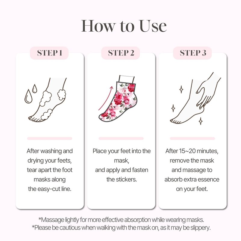 koelf Rose Petal Satin Foot Mask (5pairs) - Korean Skin Care, Intensive Nourishing Socks, Rose Scented Foot Repair Masks with Peptide, Collagen, Shea Butter, Urea for Smooth Feet, Foot Treatment