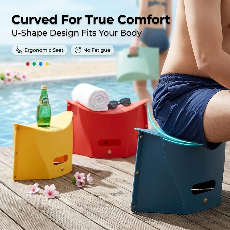 YUFNMKT 4 Pack Lightweight Folding Collapsible Portable Stool - Camping Hiking Stool, Pocket Chair, Hiking Accessories for Outdoor, Backpacking, Travel, Picnic, BBQ(Small)