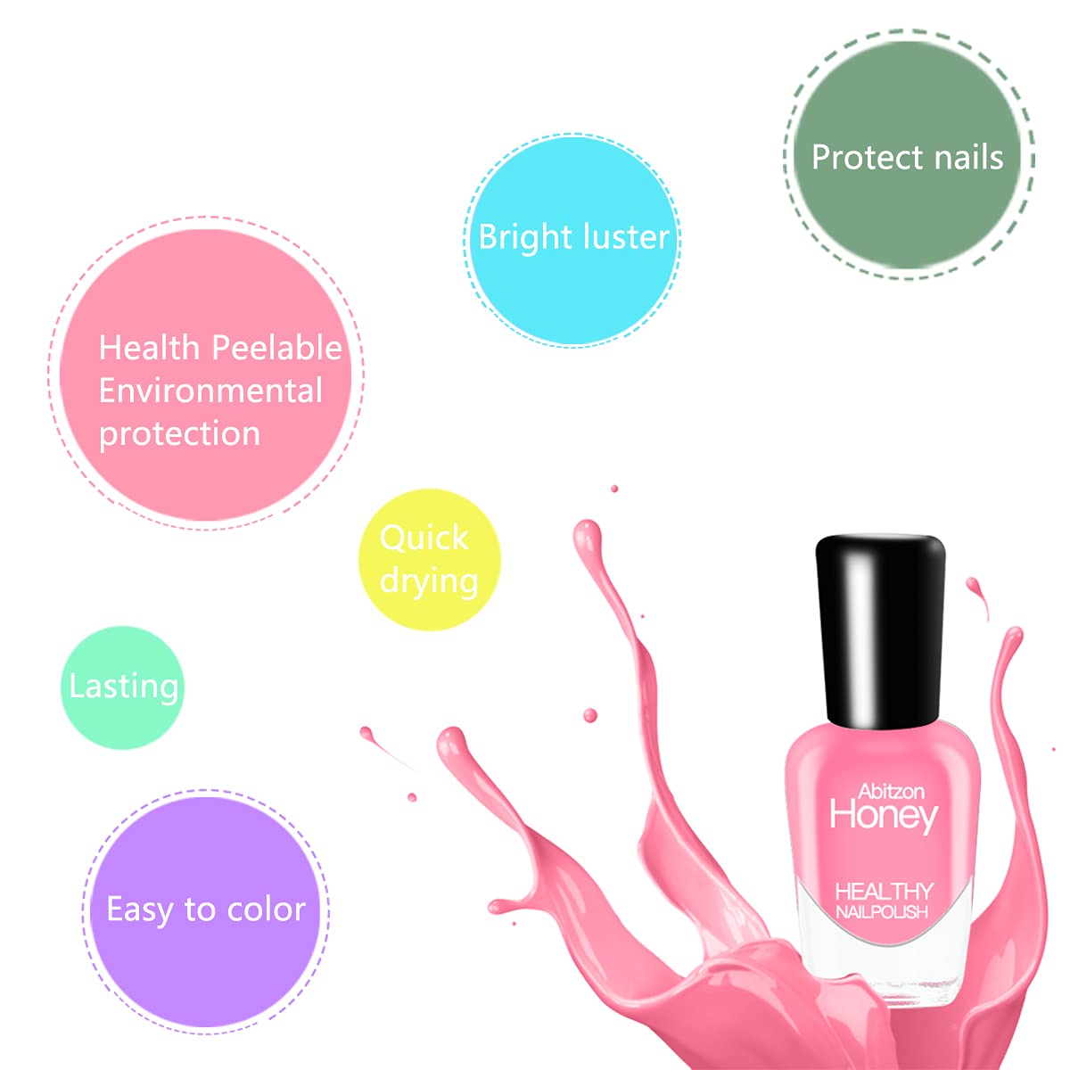 Skiennix Nail Polish Set - 10 Non-Toxic, Eco-Friendly, Quick-Dry Peel-Off Colors