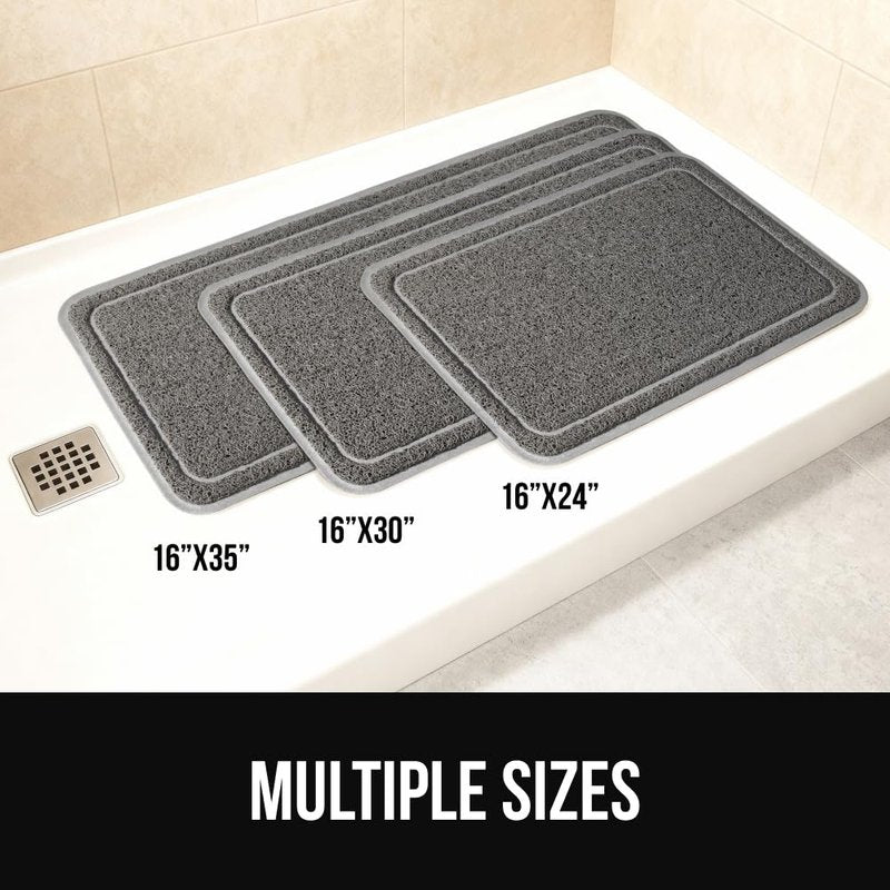 GORILLA GRIP Exfoliating Bath and Shower Mat, Textured Backing, 35x16 Soft Loofah-Style Foot Scrubber for Outside or Inside Bathtub, Quick Dry Easy Drainage Tub Floor Mats, Bathroom Essentials, Gray