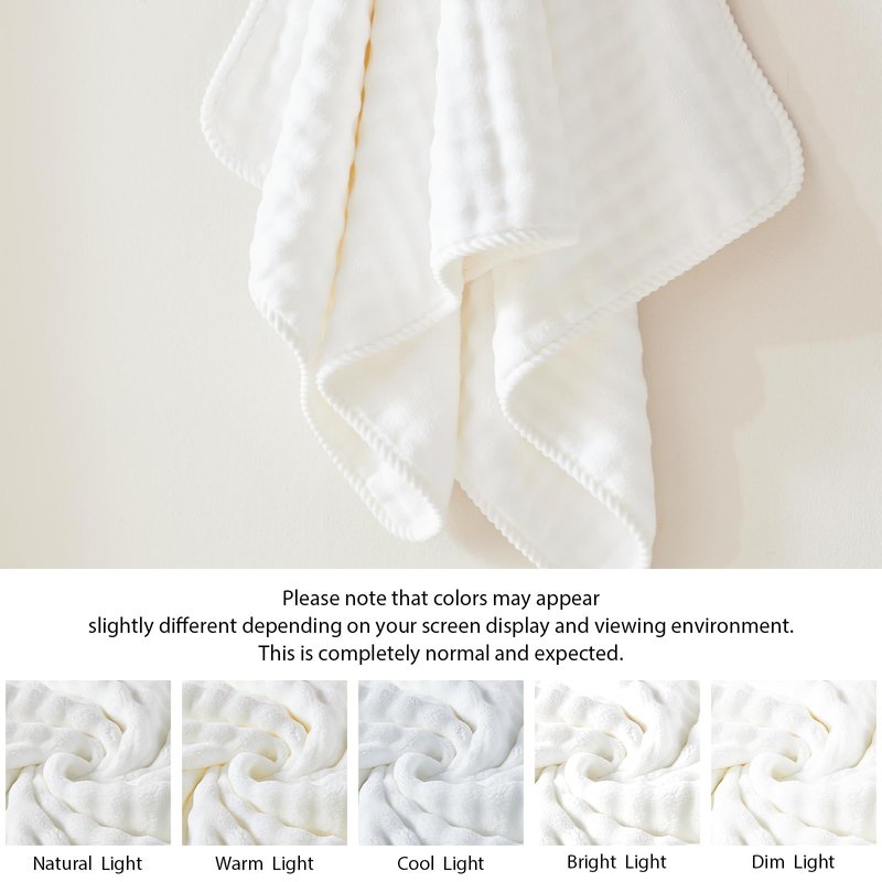 COZYART Lint Free Towel Sets 8 Pcs White, Super Soft, Thick Absorbent & Quick Dry Microfiber 3D Bubble Bathroom Daily Use Set with 2 Bath Towels, 2 Hair Towels, 2 Hand Towels, 2 Washcloths