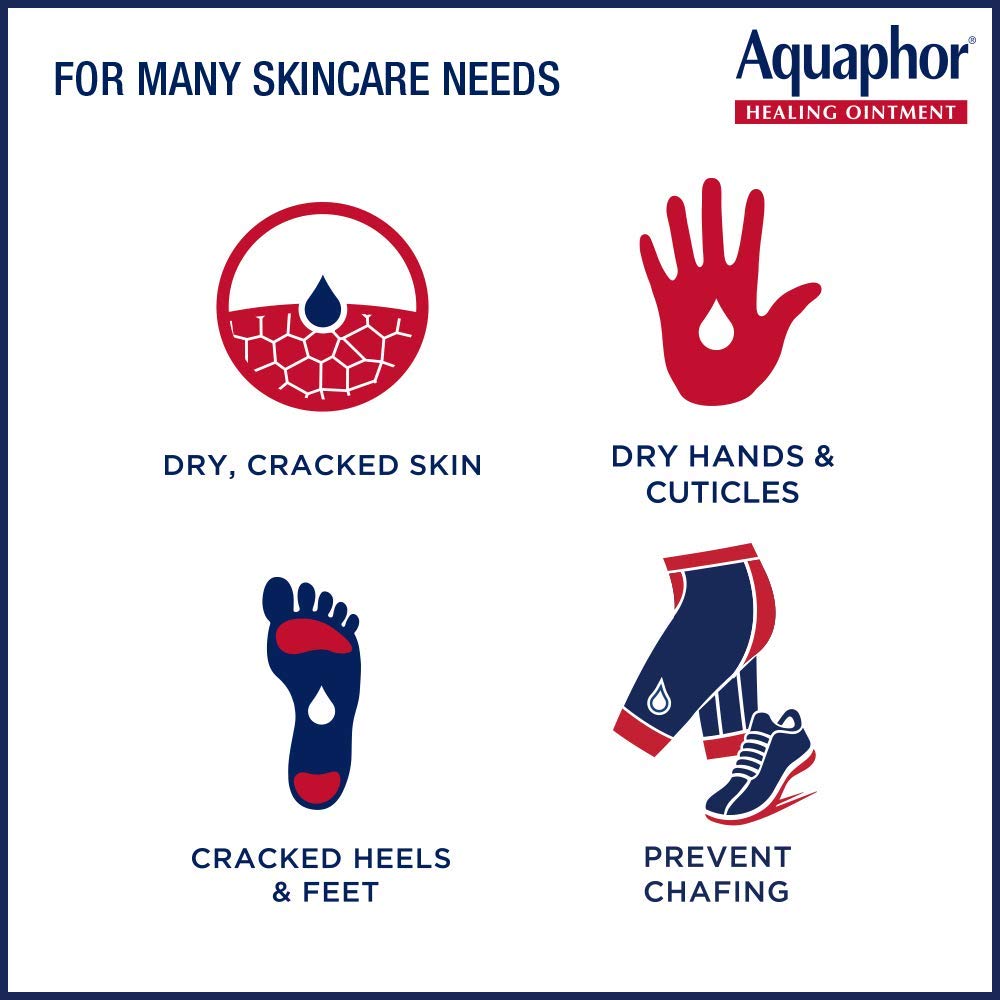 Aquaphor Healing Ointment With Touch-Free Applicator - For Dry, Chapped Skin - 3 oz. Tube