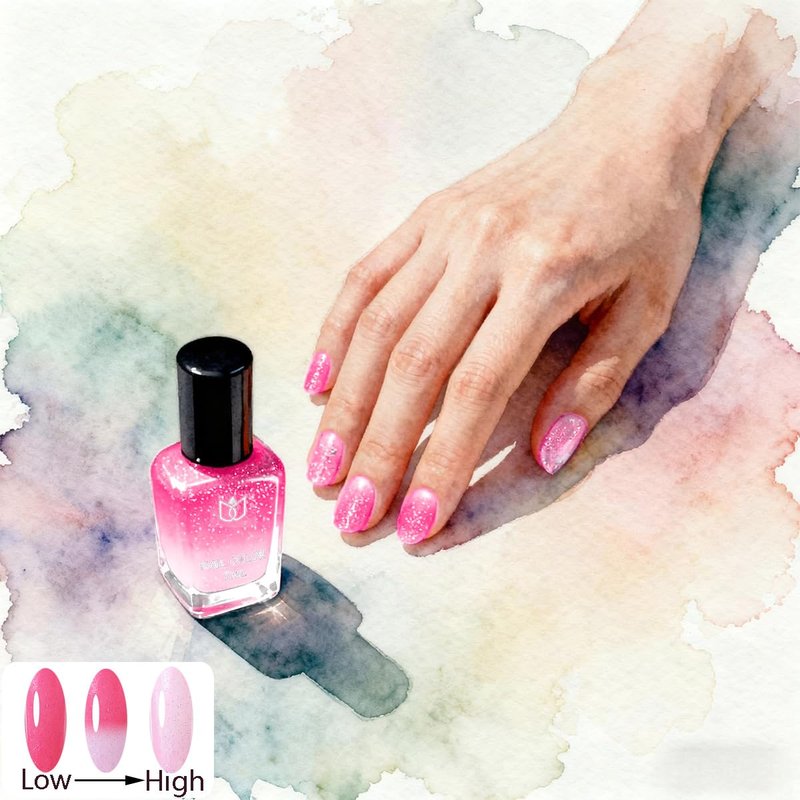 Rowcay 6 Pcs Color Changing Nail Polish Set, Classic Colors Quick Dry Nail Polish Kit 0.24 oz Finger Nail Color Pack Glossy Toenail Polish, Temperature Polish for Women and Girls