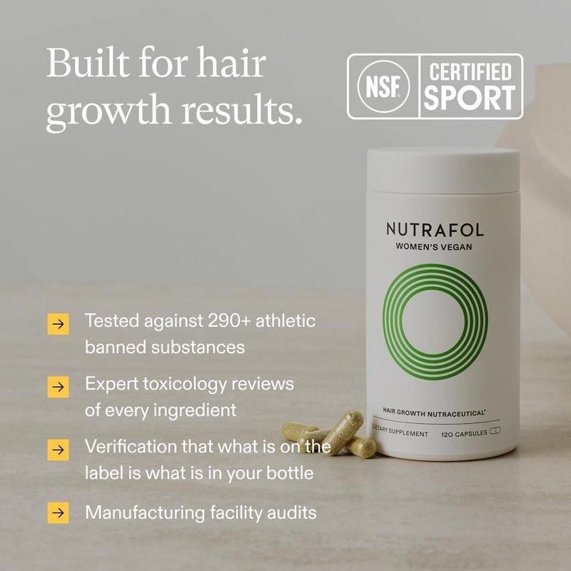 Nutrafol Women's Hair Growth Supplements - Clinically Tested for Thicker, Stronger Hair | 100% Vegan, 2-Month Supply