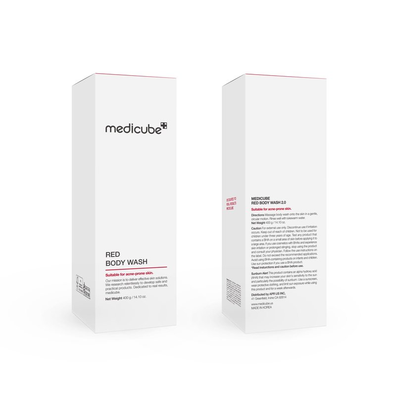 medicube Red Body Wash 14.10 Fl.oz I Low pH and Hydrating Cleanser with Salicylic Acid, Lactic Acid, Niacinamide and Hyaluronic Acid Suitable for Bacne Treatment | Korean Skin Care