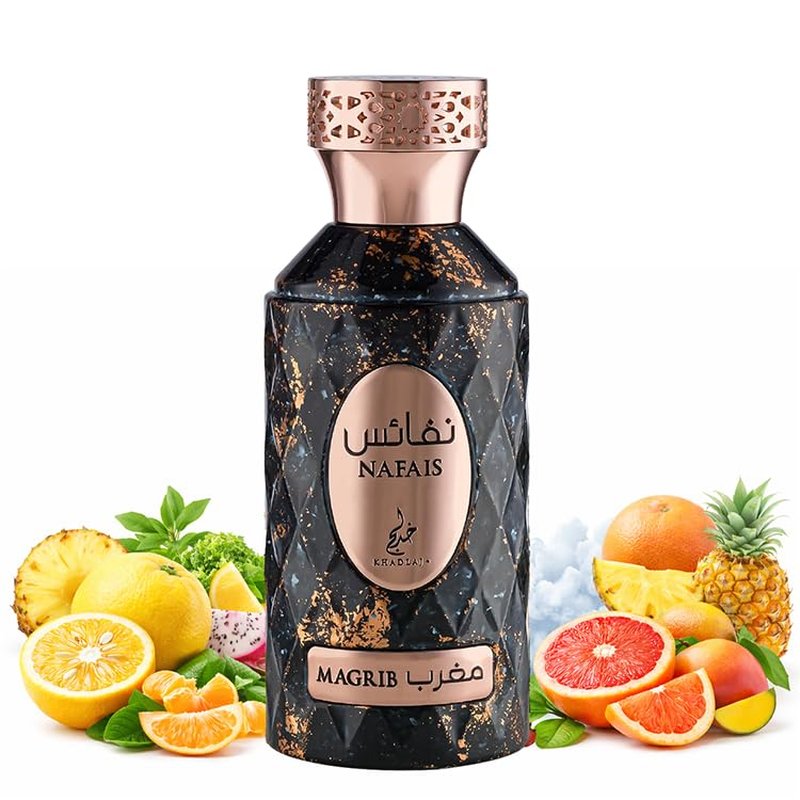 Khadlaj Nafais Magrib Eau de Parfum Spray - Long-Lasting Citrus & Tropical Fragrance | 3.4 oz / 100ml