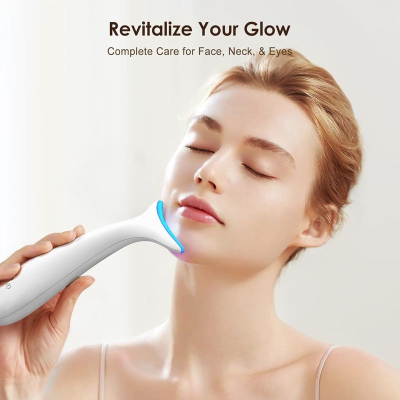 Facial and Neck Massager - Skin Lifting & Firming Tool for Wrinkle Reduction | Milky White
