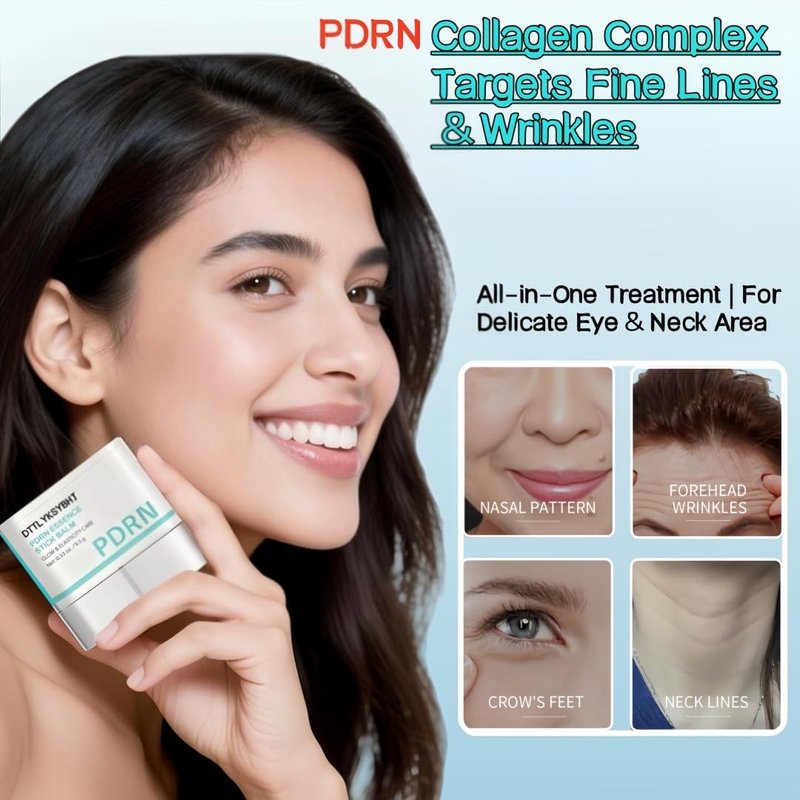 DTTLYKSYBHJ PDRN Collagen Multi-Balm Stick - Face, Neck & Eye Nourishing Essence Balm to Help Improve the Look of Fine Lines, Hydrating & Smoothing, Lightweight 0.33 oz