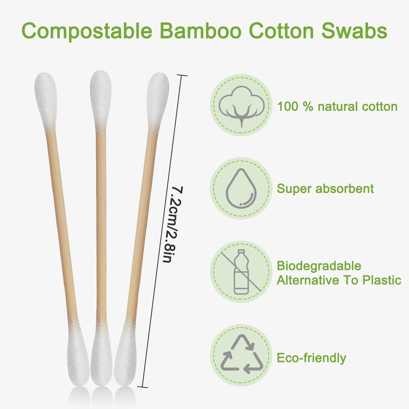 Eyxformula 1000 Count Organic Cotton Swabs, FSC Certified, Biodegradable, Double-Tips - Stronger Bamboo Sticks & Extra Cotton Buds for Ear Cleaning, Makeup, Beauty, Personal Hygiene, First Aid, Crafts