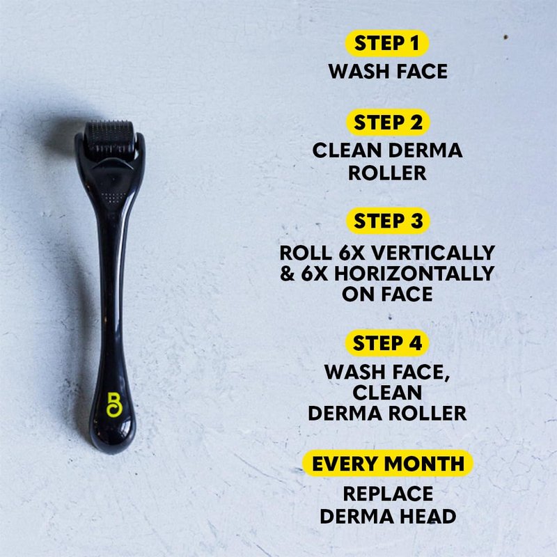 Beard Club Derma Roller & Beard Growth Oil - Microneedling Roller with 540 Titanium Coated Microneedles & Cedar, Sandalwood Beard Oil