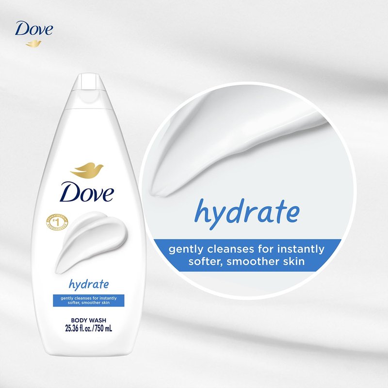 Dove Body Wash - Hydrating Moisturizing Cleanser | Value-Size 4-Pack, 25.36 Oz Each for Soft Skin