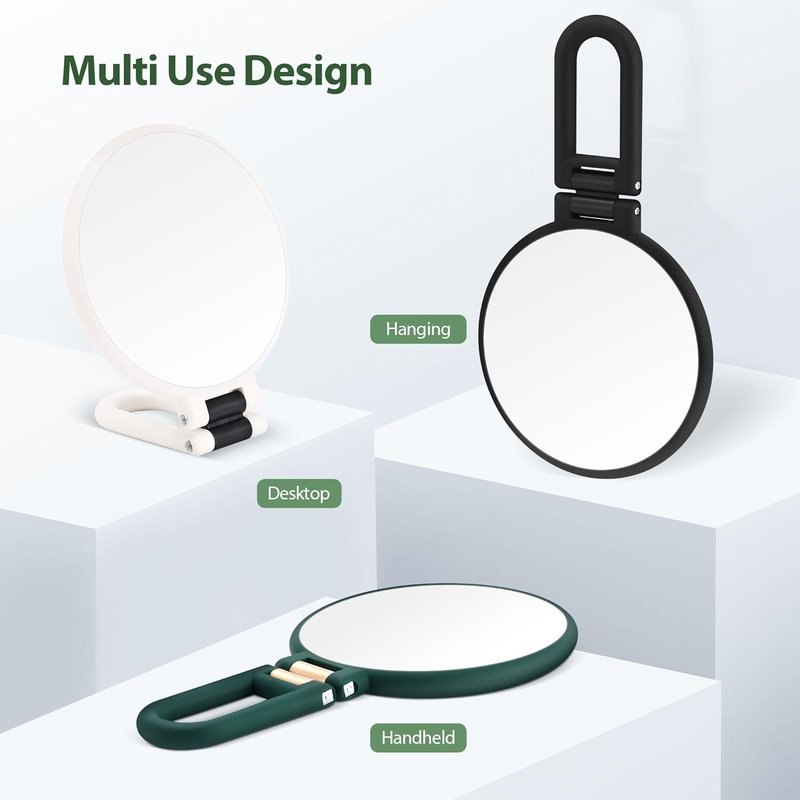 30X Magnifying Hand Mirror - Double-Sided Portable Makeup Mirror | Travel Essential, Green
