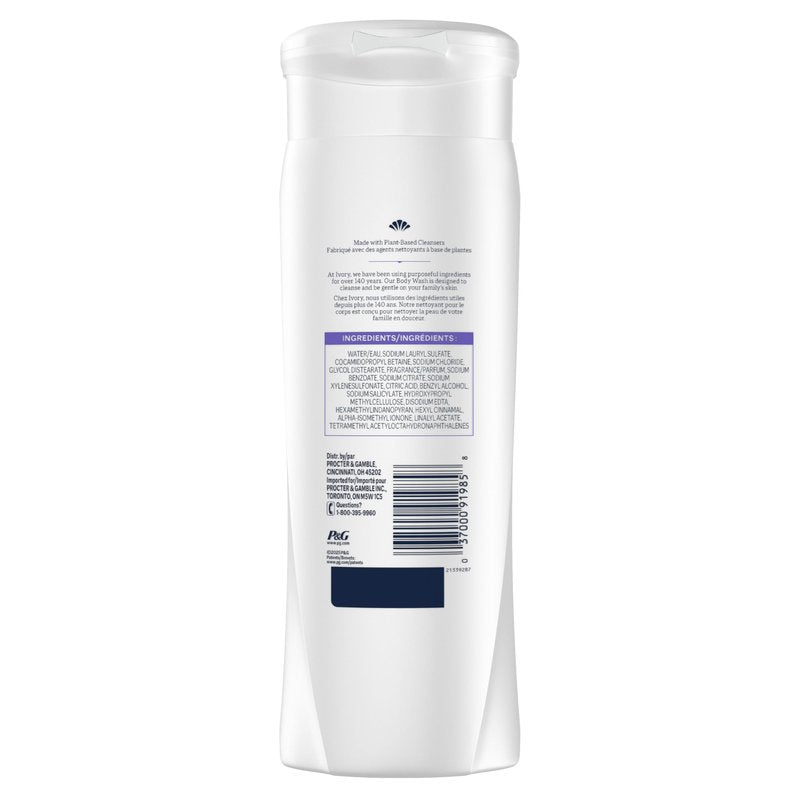Ivory Body Wash, Designed for the Whole Family, Gentle Formula, Free of Dyes Heavy Perfumes Parabens Phthalates & Silicones, Lavender Scent, 21 oz (Pack of 2)