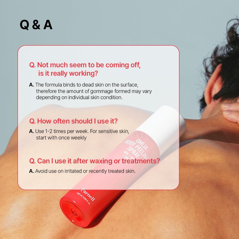 PARNELL AHA Omija Ceramic Body Peeling Spray – AHA BHA PHA Body Exfoliant for Keratosis Pilaris, Strawberry Legs, Dark Spots & Dead Skin Remover – Chemical Exfoliant, Rough Skin 4.60 fl.oz