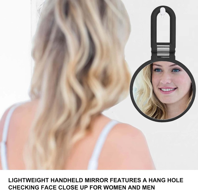 Double-Sided Magnifying Handheld Mirror - 1X/15X Magnification, Travel-Friendly, 360° Rotation