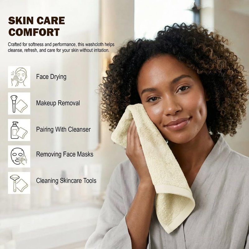 Utopia Towels 12 Pack Cotton Washcloths Set, 100% Ring Spun Cotton, Premium Flannel Face Cloths, Highly Absorbent and Soft Feel Fingertip Towels, Ivory