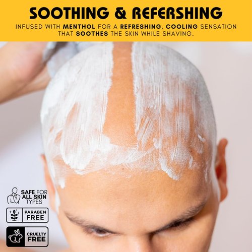 Bee Bald SHAVE Premium Shaving Cream Goes On Light & Slick That's Incredibly Smooth & Quick For Both Face And Head, 6 Fl Oz