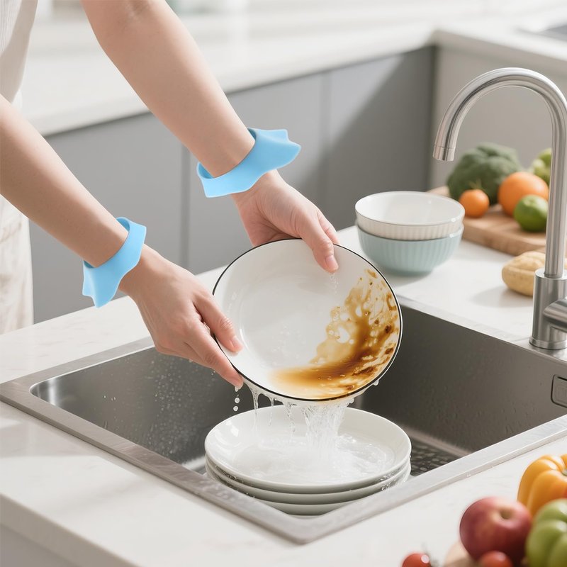 3 Pairs Water Absorbent Silicone Wrist Wraps Elastic Retractable Face Washing Wristbands Comfortable Skincare Bands Liquid Arm Strap Silicone Wrist Bands for Washing Face Water Guards Prevent (Small)