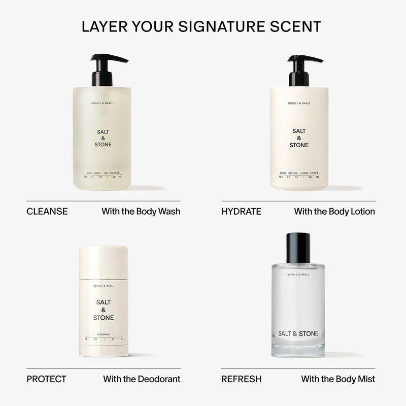 Salt & Stone Aluminum Free Deodorant | Extra Strength 48 Hour Protection for Women & Men | Made with Seaweed Extracts, Niacinamide & Prebiotics | Neroli & Basil