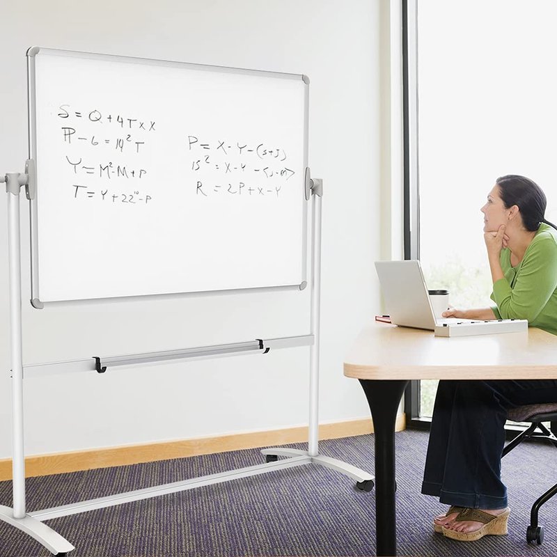 VIZ-PRO Double-Sided Magnetic Mobile Whiteboard, 48 x 36 Inches