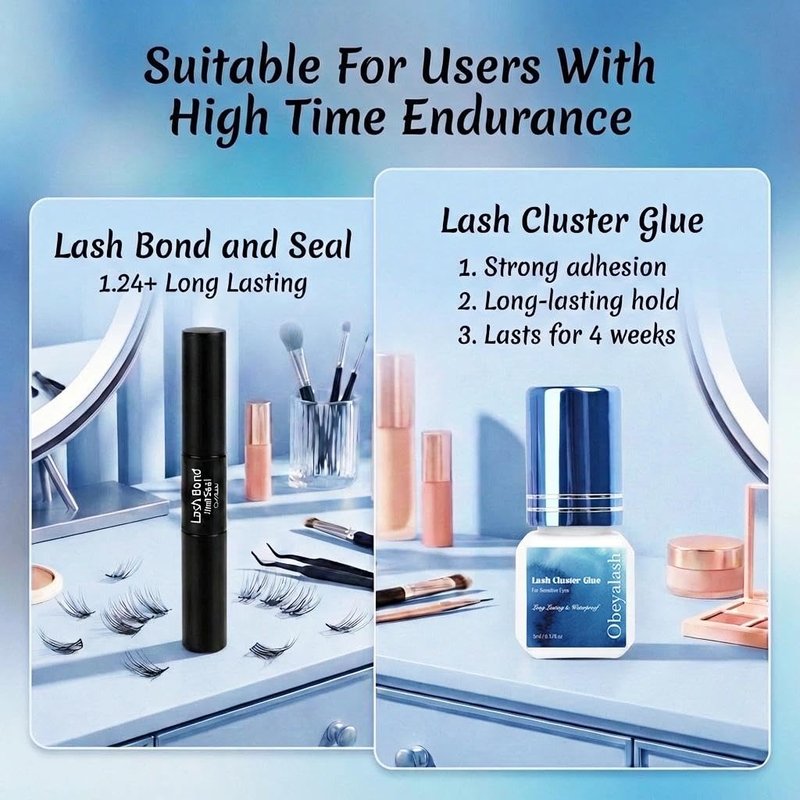 Sensitive Cluster Lash Glue Waterproof – Obeyalash Open Eyes DIY Lash Cluster Glue Strong Hold Eyelash Adhesive for Individual Eyelashes, 2 Week Long Lasting Waterproof for Beginner Friendly(1)