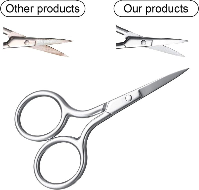 Mudder Mini Nose Scissors - Stainless Steel Facial Hair Trimming Scissors for Eyebrows, Mustache & Beard | 3 Pack