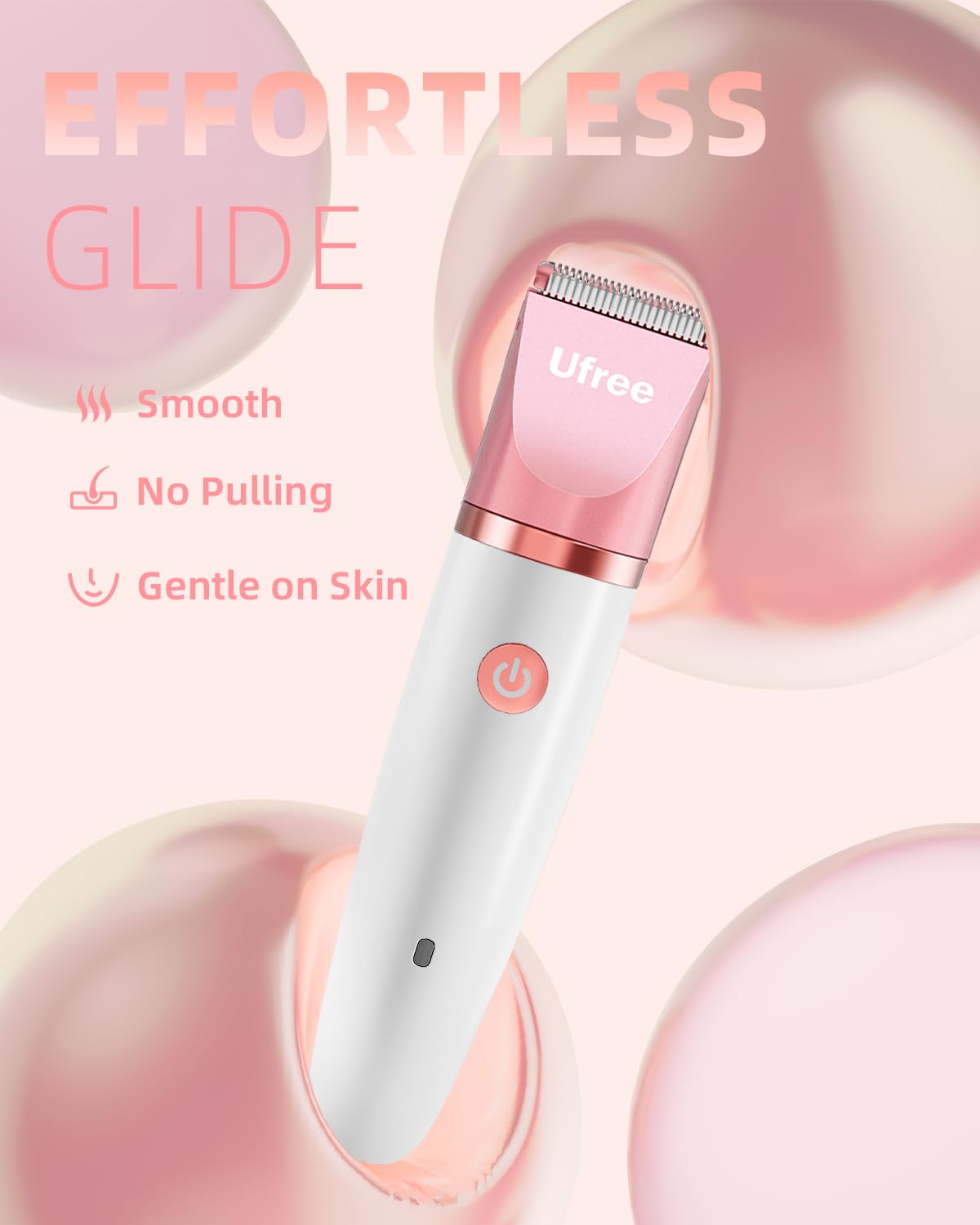 Ufree Bikini Trimmer Electric Razors for Women, Ceramic Blade Body Hair Trimmer, IPX7 Waterproof Rechargeable Lady Shaver, Personal Groomer for Legs & Pubic Hair, Gifts for Women, Black