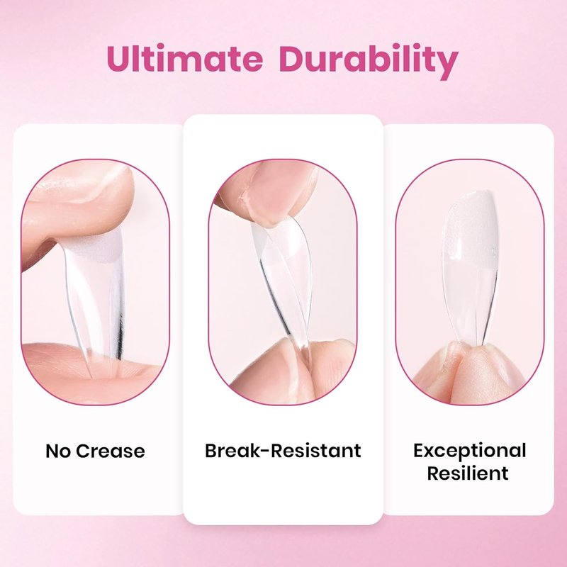 Beetles Gel Nail Tips - Almond Square Short Flat-X, 320pcs | Pre-Etched Half Matte Acrylic Press-On Nails for Easy DIY Extensions