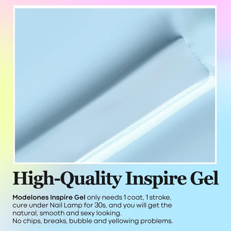 modelones Blue Gel Nail Polish Baby Blue Polish Soak Off Pastel Soft Light Nail Polish Gel Nail Art Salon Manicure 15 ML