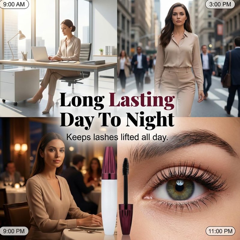 7D Waterproof Volume Mascara - Lengthening & Thickening Formula for Softer, Fuller Lashes | Long-Lasting Black Curling Mascara