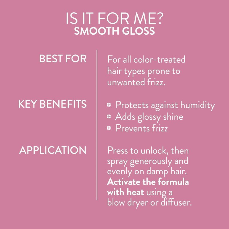 Pureology Smooth Gloss Silkmorphose Spray - Heat-Activated Leave-In Treatment for Frizz Control & Shine, Vegan
