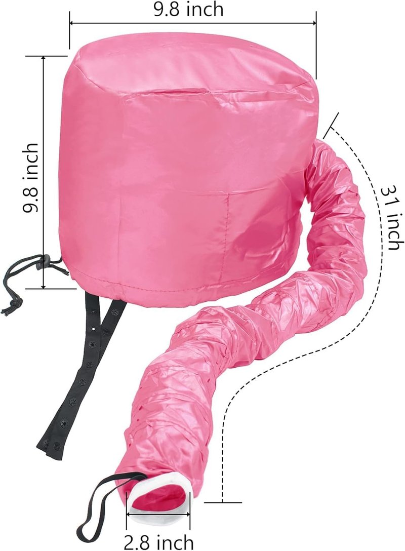 Safety Portable Hair Dryer Bonnet Attachment for Hair Styling - Deep Pink