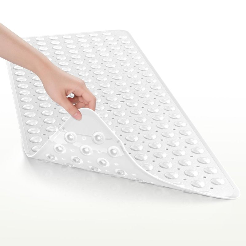 AmazerBath Shower Mat Non Slip 40 x 16 Inches, Shower Stall Mats with Suction Cups and Drain Holes, Non Slip Bath Mat for Tub for Elderly & Kids, White