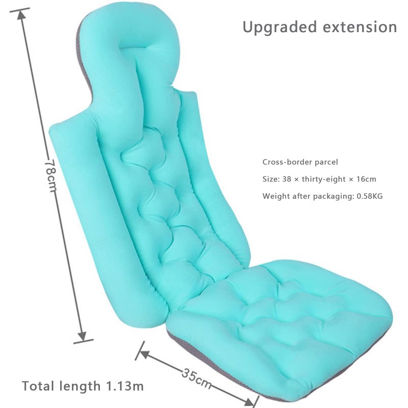 Full Body Bath Pillow, Bath Pillows for Tub, Tub Pillow for Bath Head and Neck Support Ergonomic Quick Dry Headrest Cushion Bath Accessories (Blue-93cm*40cm)