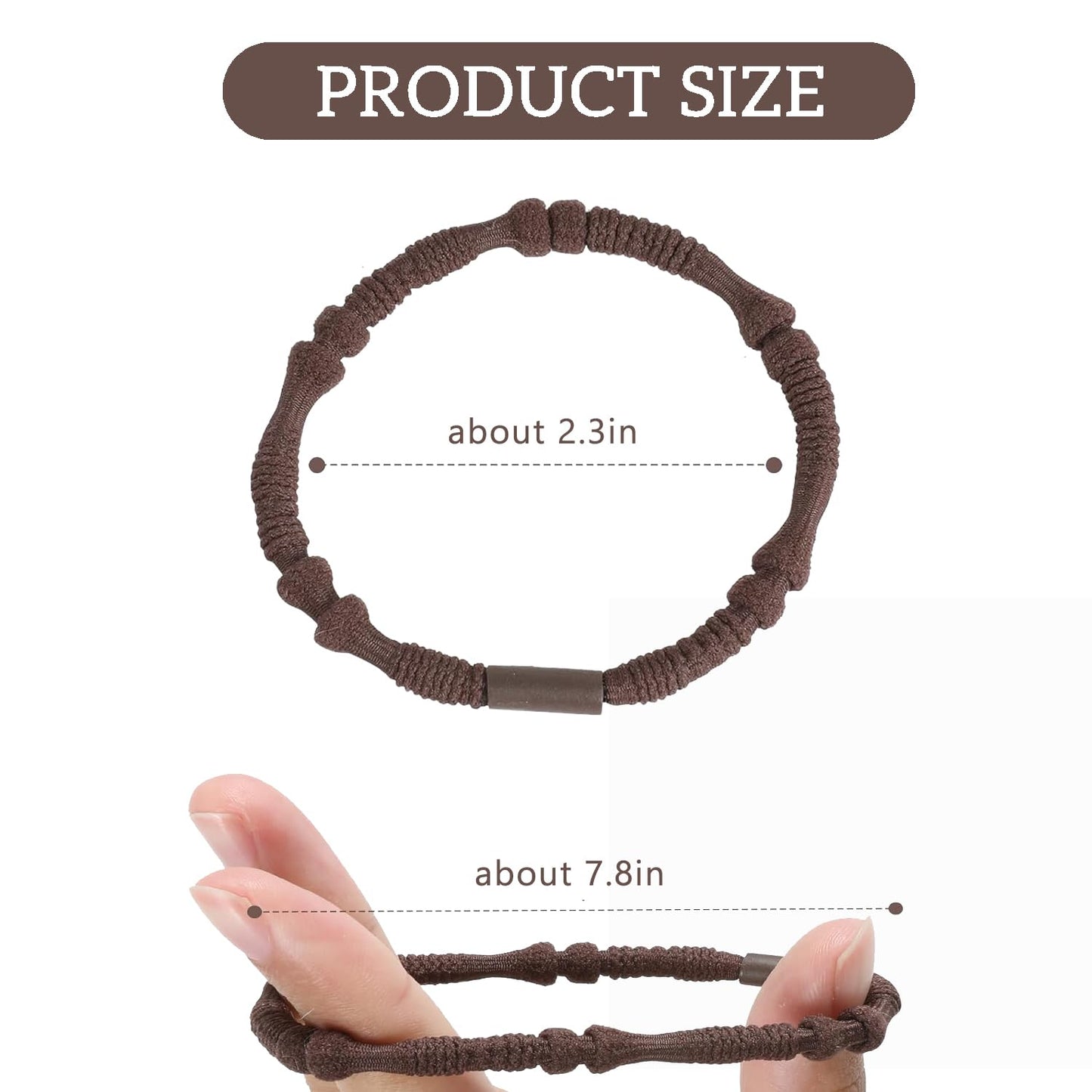 YONOY Boho Hair Ties for Women, 5 Styles Cute Tie Bracelet for Girls, No Damage Elastics for Thick Hair/Pony Tails,20 Pcs (Large Coffee)