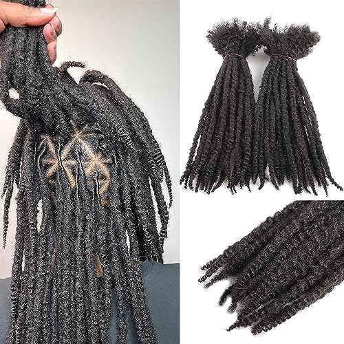 Textured Loc Extensions Human Hair, 100% Real Human Hair Dreadlock Extensions Handmade Permanent loc Extensions (#Natural Black - 0.6cm, 12 Inch 40 Strands)