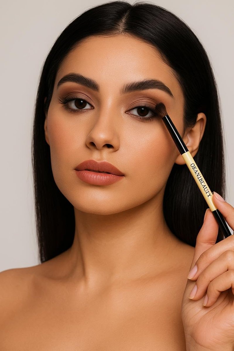 ORAINIBEAUTY Dual-Ended Concealer Brush - 2-in-1 Under Eye Blending & Eyeshadow Tool - Angled Buffing End for Seamless Contour & Tapered Precision Tip for Hard-to-Reach Areas - Vegan & Cruelty-Free