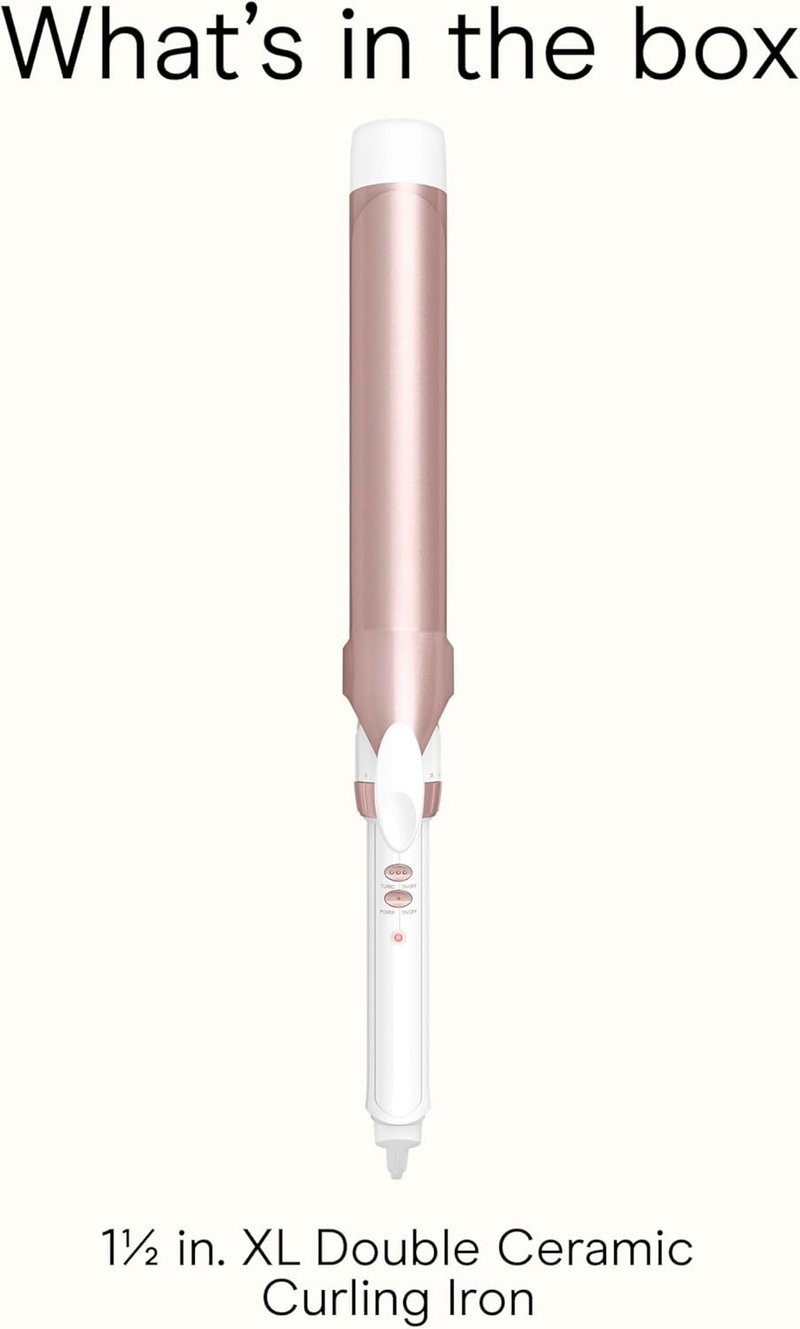 Conair Double Ceramic Curling Iron - 1 ½-Inch Barrel for Soft Waves | Ideal for Medium & Long Hair in White/Rose Gold