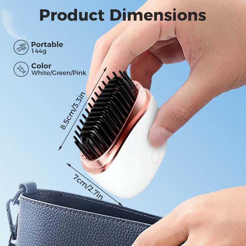 Mini Hair Straightener, 2 in 1Cordless Rechargeable Fast Heating Portable Hair Straightener Comb with Mirror & 3 Temp Settings & Anti-Scald Shell, Perfect for Travel Use (White)