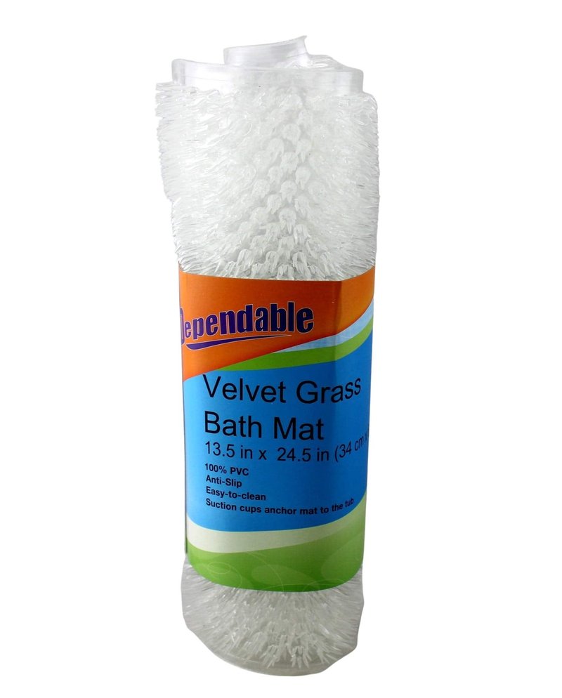Grass Textured Spa Quality Foot Scrubber Bath Mat Bathroom Tub & Bath Mat Anti-Slip 24.5" x 13.5" Clear