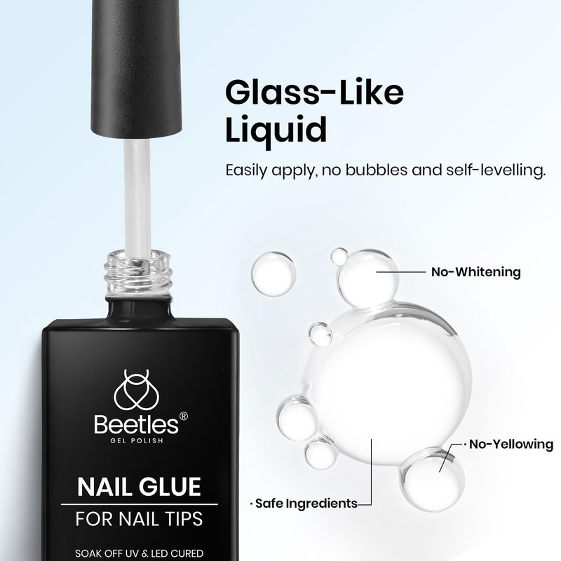 beetles Gel Polish 9 in 1 Nail Glue Gel for Nails Tips 10ml Long Lasting Uv Nail Glue for Acrylic False Nail Tips Base Coat Blooming Nail Gel Led Lamp Required