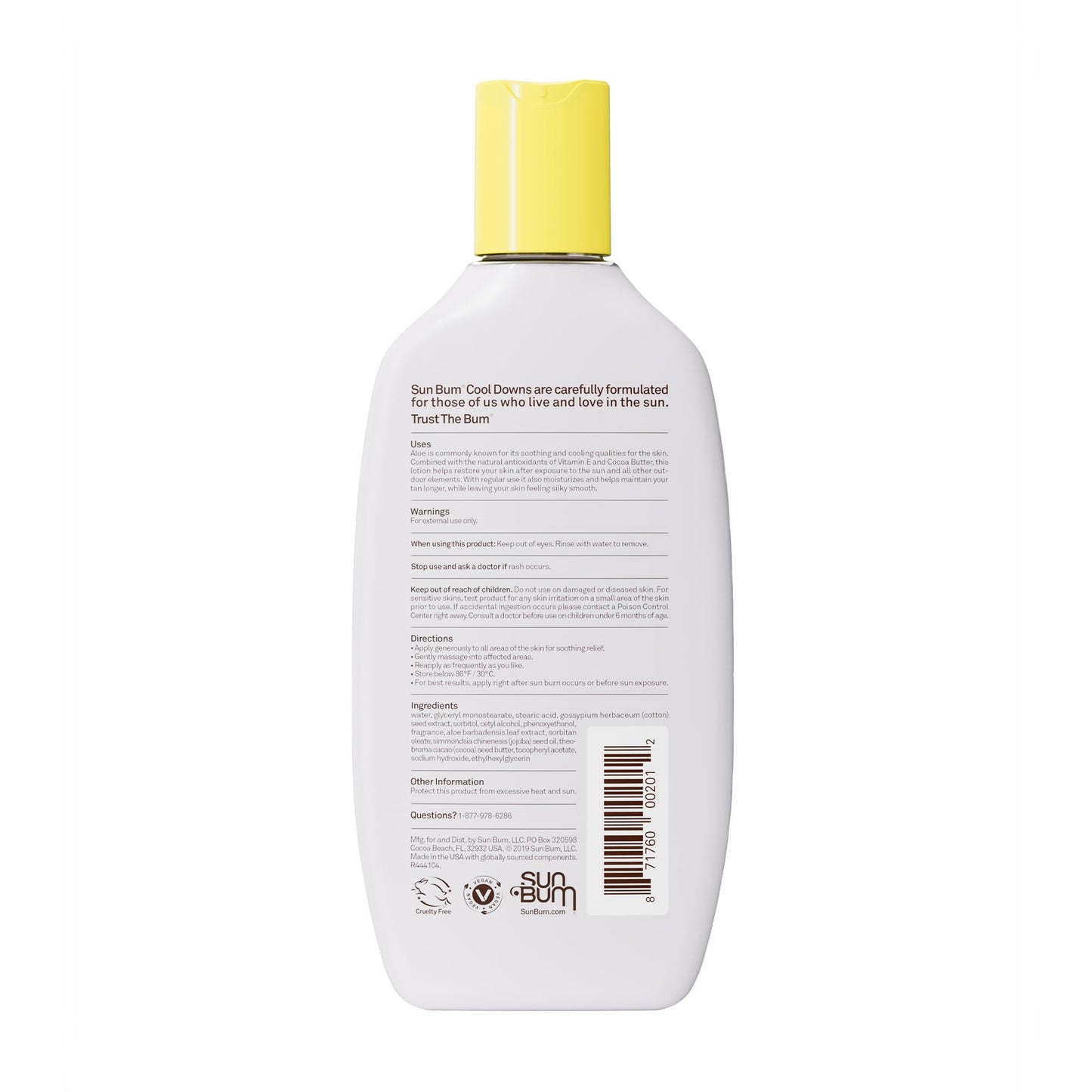 Sun Bum Cool Down Aloe Vera Lotion - Vegan After Sun Care with Cocoa Butter to Soothe and Hydrate Sunburn - 8 oz