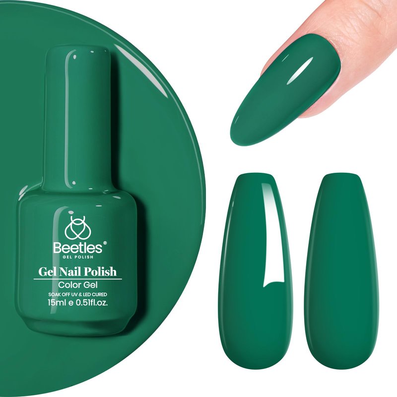 Beetles Green Gel Nail Polish, 1Pcs 15ml Color Gel Polish Soak Off UV LED Day Nails Art Manicure Salon DIY Home Summer Nails