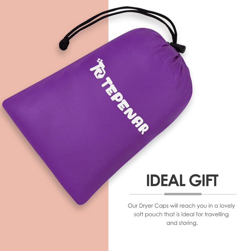 Hair Dryer Bonnet Attachment - Extra Large Adjustable Hooded Cap for Curly Hair Care | Fast Drying - Purple